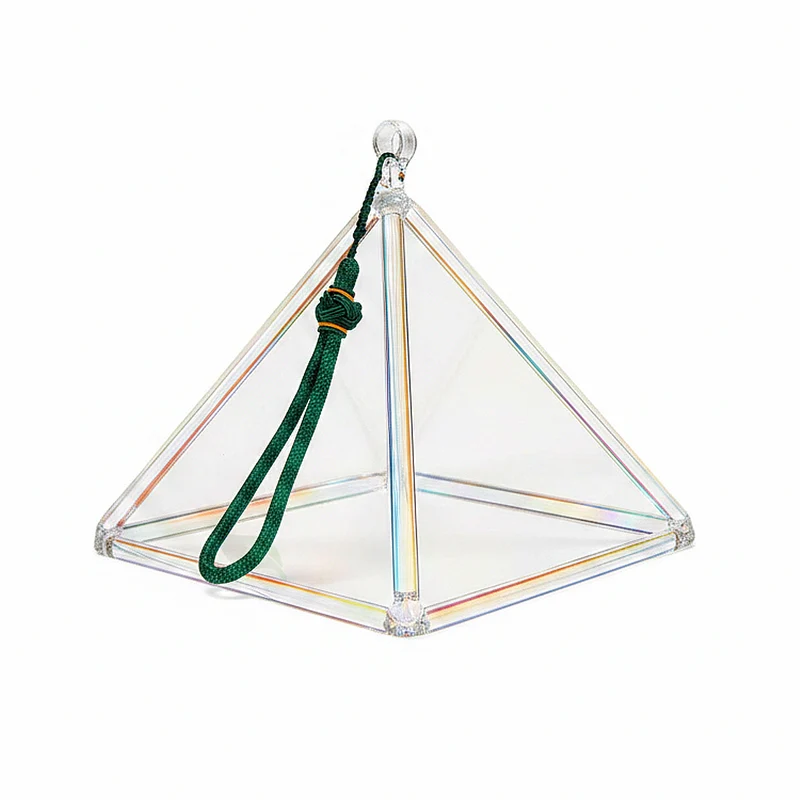 Clear Aura Quartz Crystal Singing Pyramid - Iridescent Rainbow Sound Healing