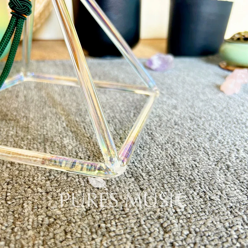 Clear Aura Quartz Crystal Singing Pyramid - Iridescent Rainbow Sound Healing
