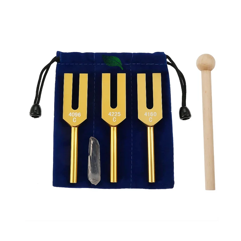 Angel Tuning Forks Set 4096 Hz, 4160 Hz, 4225 Hz for Sound Therapy