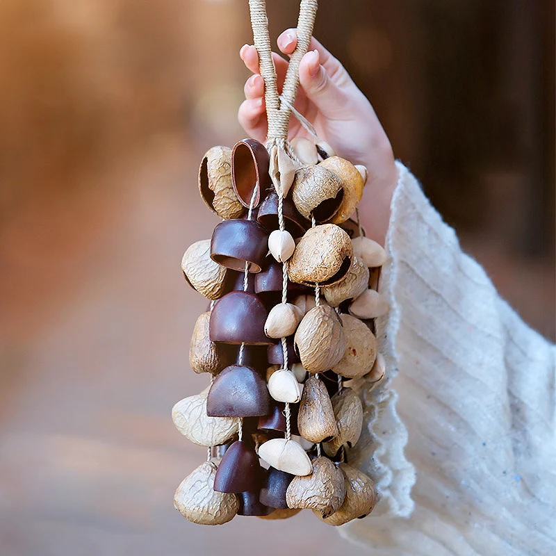 Seed Shell Shaker Large Hand Bell for Sound Healing (Mixed Nutshells)