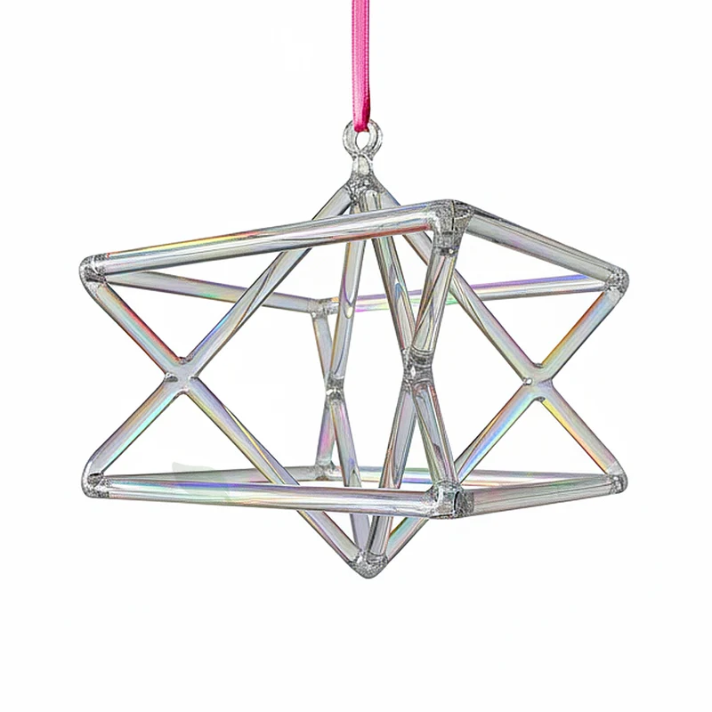 Clear Iridescent Crystal Merkaba Star Aura Quartz Prism for Energy Healing Meditation