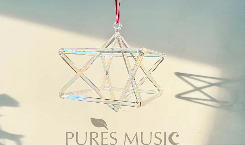 Clear Iridescent Crystal Merkaba Star Aura Quartz Prism for Energy Healing Meditation