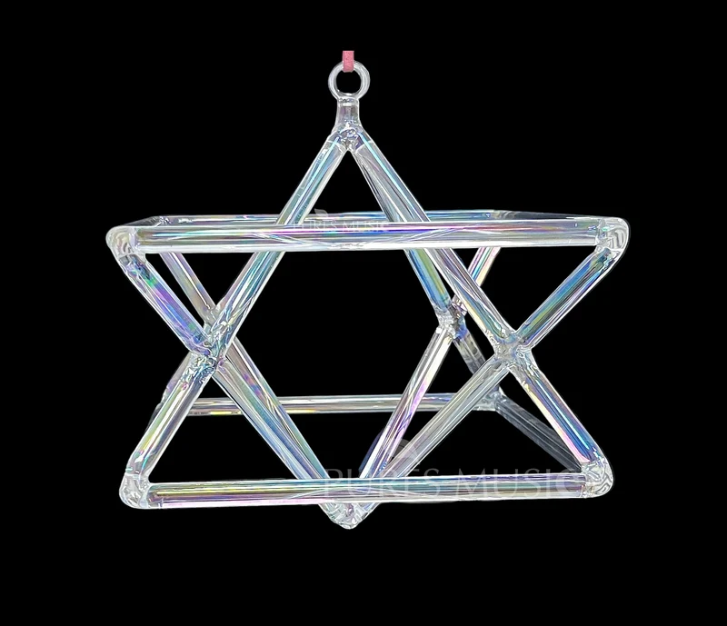 Clear Iridescent Crystal Merkaba Star Aura Quartz Prism for Energy Healing Meditation