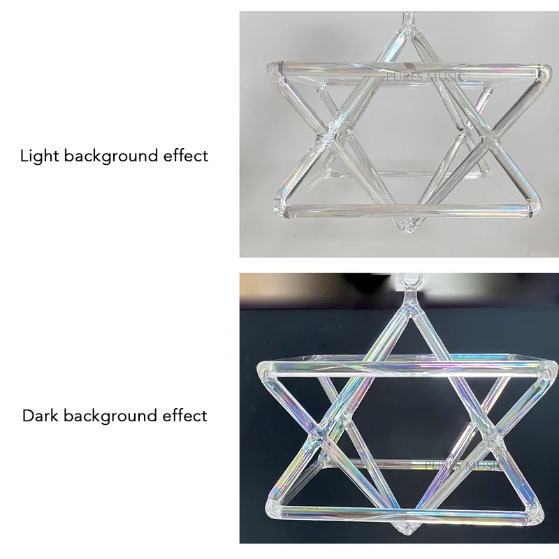 Clear Iridescent Crystal Merkaba Star Aura Quartz Prism for Energy Healing Meditation