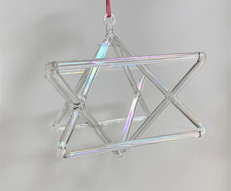 Clear Iridescent Crystal Merkaba Star Aura Quartz Prism for Energy Healing Meditation