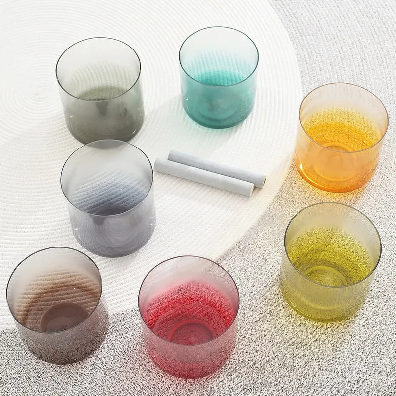 Alchemy Chakra Crystal Singing Bowl Set Clear Quartz Muted Tones