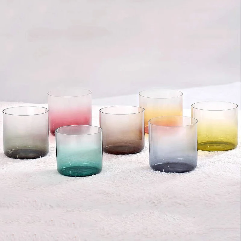 Alchemy Chakra Crystal Singing Bowl Set Clear Quartz Muted Tones