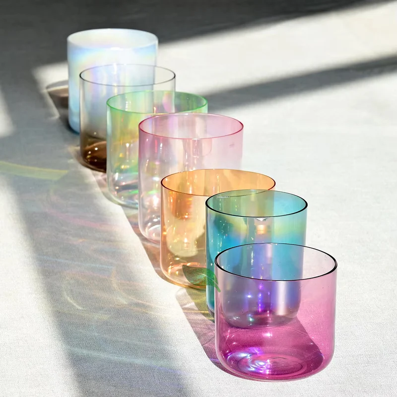 Alchemy Singing Bowl Set Crystal Chakra Aurora Glow Set for Sound Healing