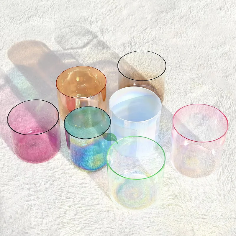 Alchemy Singing Bowl Set Crystal Chakra Aurora Glow Set for Sound Healing