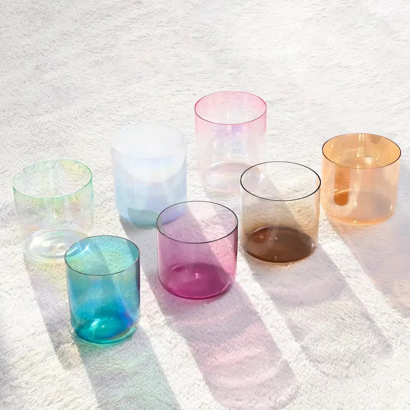 Alchemy Singing Bowl Set Crystal Chakra Aurora Glow Set for Sound Healing