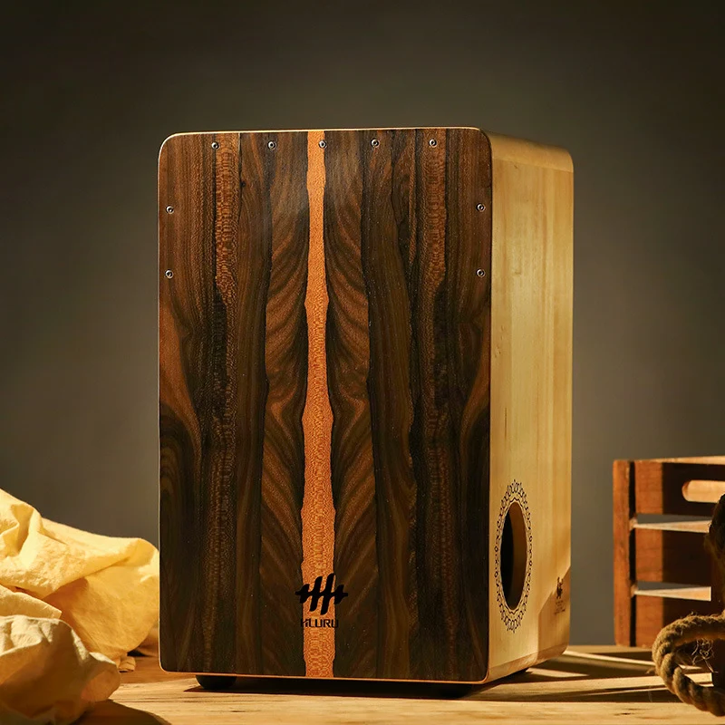 Hluru Cajon Drum Side-Opening Percussion Box BAS-White Tiger Series