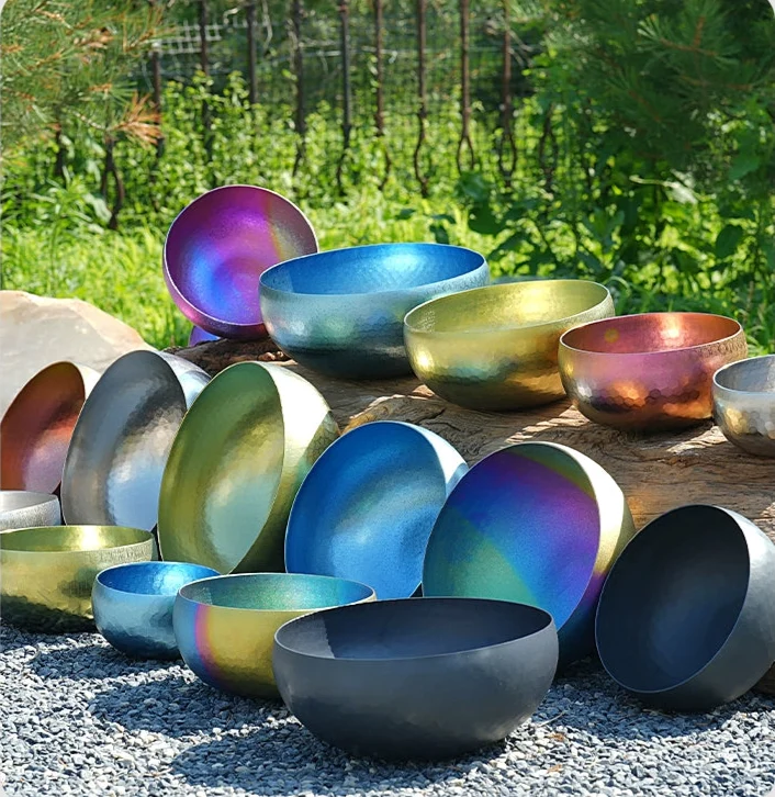 Metallic Titanium Singing Bowl Yoga Meditation Healing Wellness Spiritual