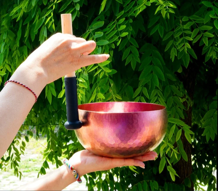 Metallic Titanium Singing Bowl Yoga Meditation Healing Wellness Spiritual