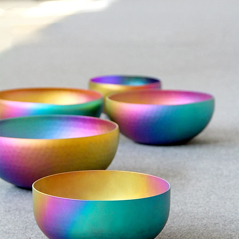 Titanium Metal Singing Bowl Rainbow Yoga Meditation Healing