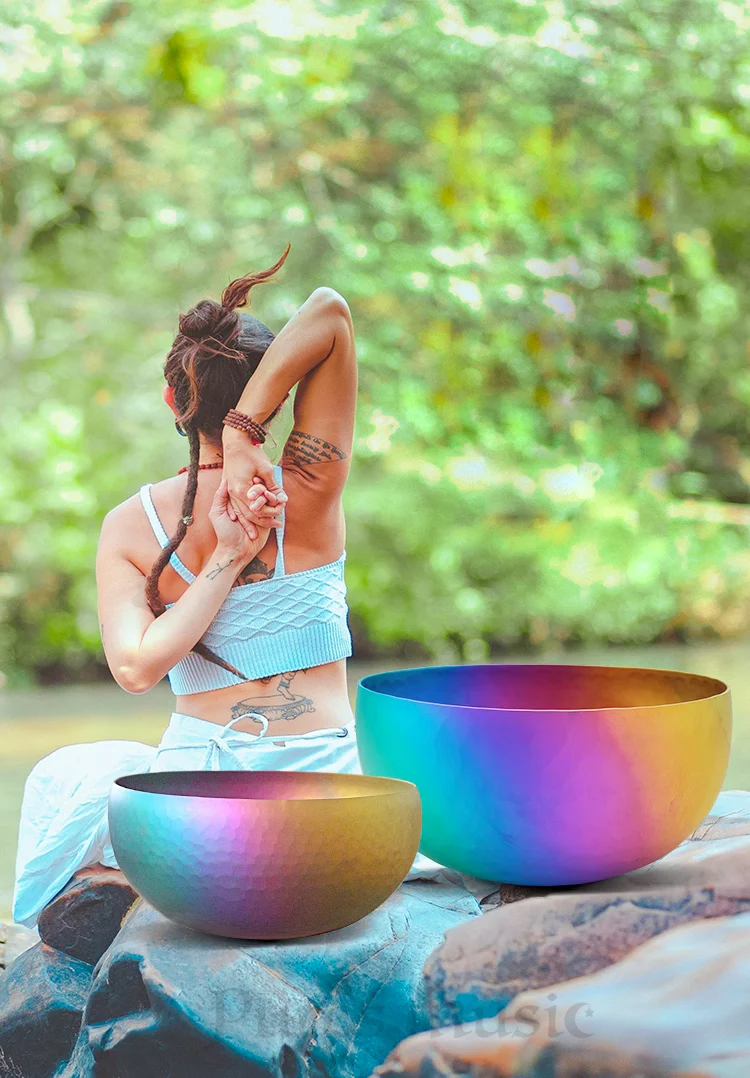 Titanium Metal Singing Bowl Rainbow Yoga Meditation Healing