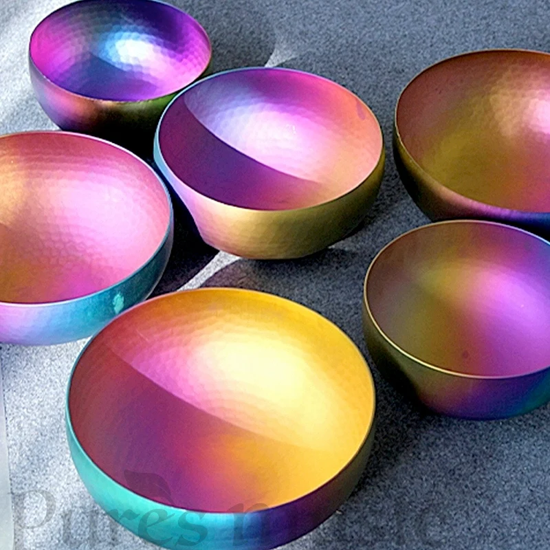 Titanium Metal Singing Bowl Rainbow Yoga Meditation Healing