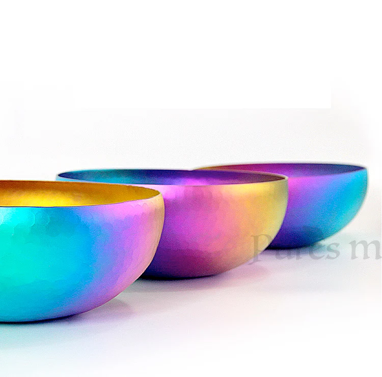 Titanium Metal Singing Bowl Rainbow Yoga Meditation Healing