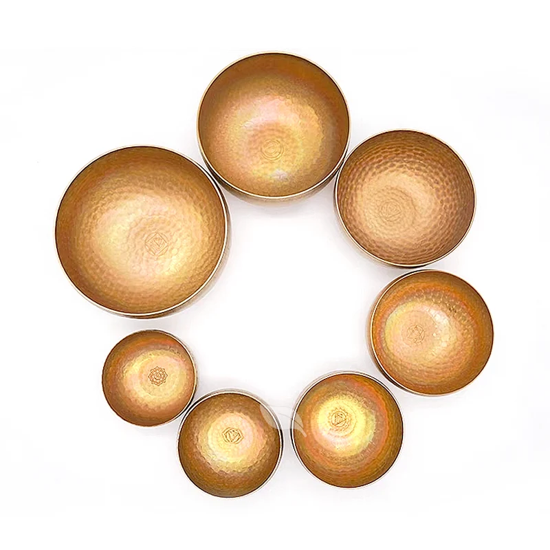 (7PCS set) Rainbow Himalayan Tibetan Singing Bowl Chakra Set