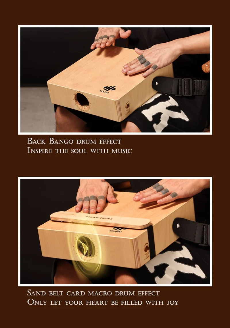Hluru Cajon Travel Box Drum "Black Tortoise" 3 in 1 Portable Drum