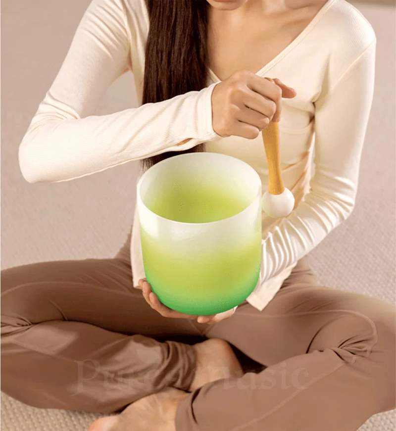 Elegant Green Crystal Singing Bowls Sound Healing Meditation Instrument