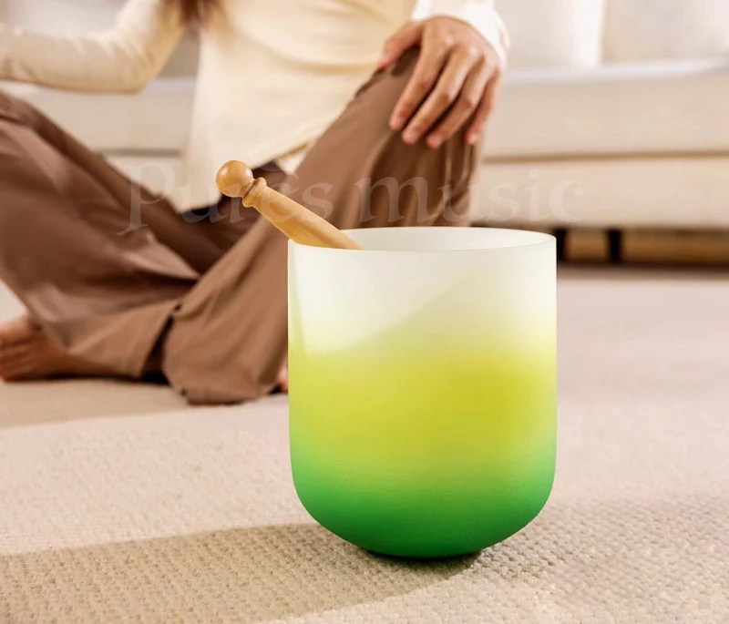 Elegant Green Crystal Singing Bowls Sound Healing Meditation Instrument