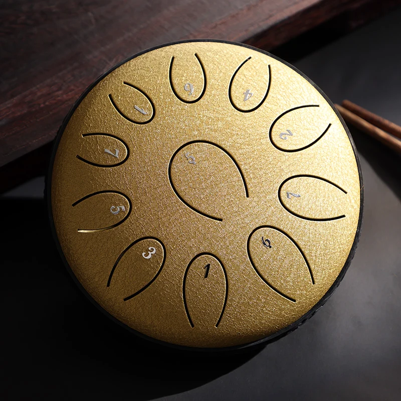 Hluru 6 Inch 11 Notes Steel Tongue Drum Rain Drum for Meditation