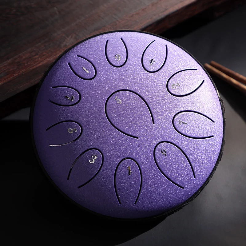 Hluru 6 Inch 11 Notes Steel Tongue Drum Rain Drum for Meditation
