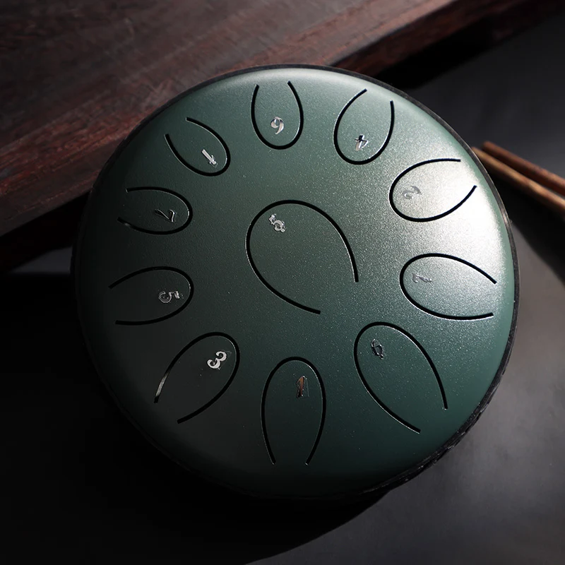 Hluru 6 Inch 11 Notes Steel Tongue Drum Rain Drum for Meditation