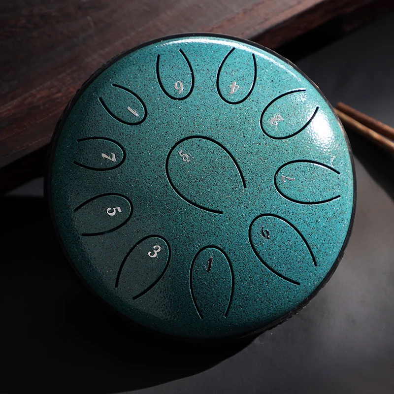 Hluru 6 Inch 11 Notes Steel Tongue Drum Rain Drum for Meditation