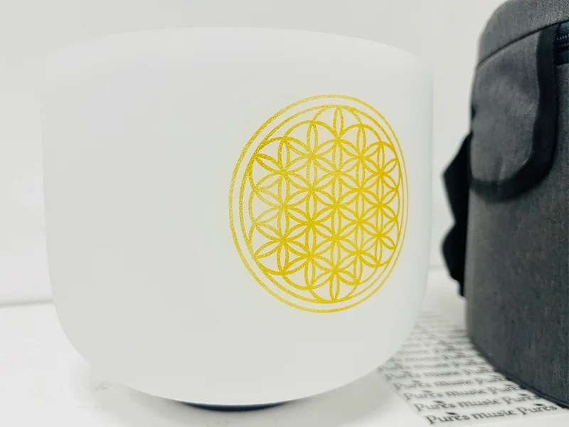 528Hz Crystal Singing Bowl Flower of Life Hand-drawn Frosted Sound Healing Bowl