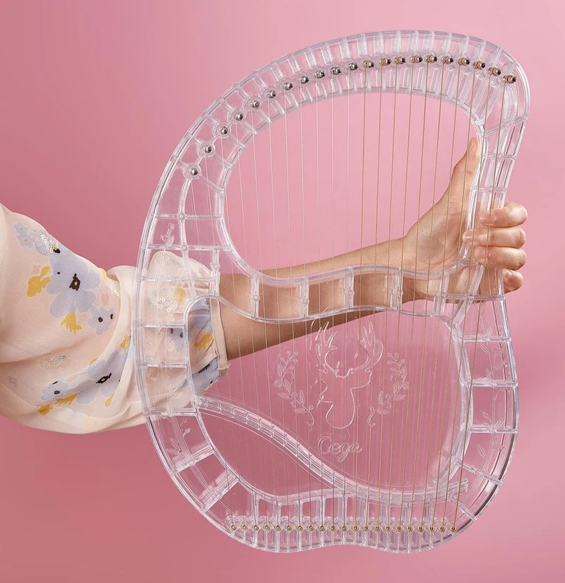 Crystal Transparent Lyre Harp 21-String Note ABS-PC Lyre Instrument