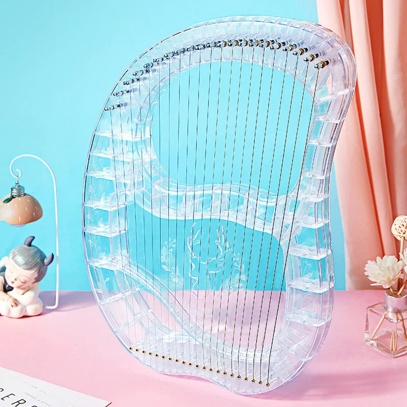 Crystal Transparent Lyre Harp 21-String Note ABS-PC Lyre Instrument
