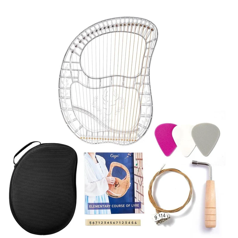 Crystal Transparent Lyre Harp 21-String Note ABS-PC Lyre Instrument