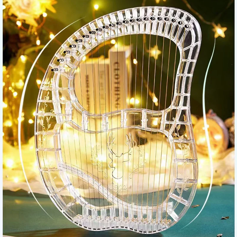 Crystal Transparent Lyre Harp 21-String Note ABS-PC Lyre Instrument