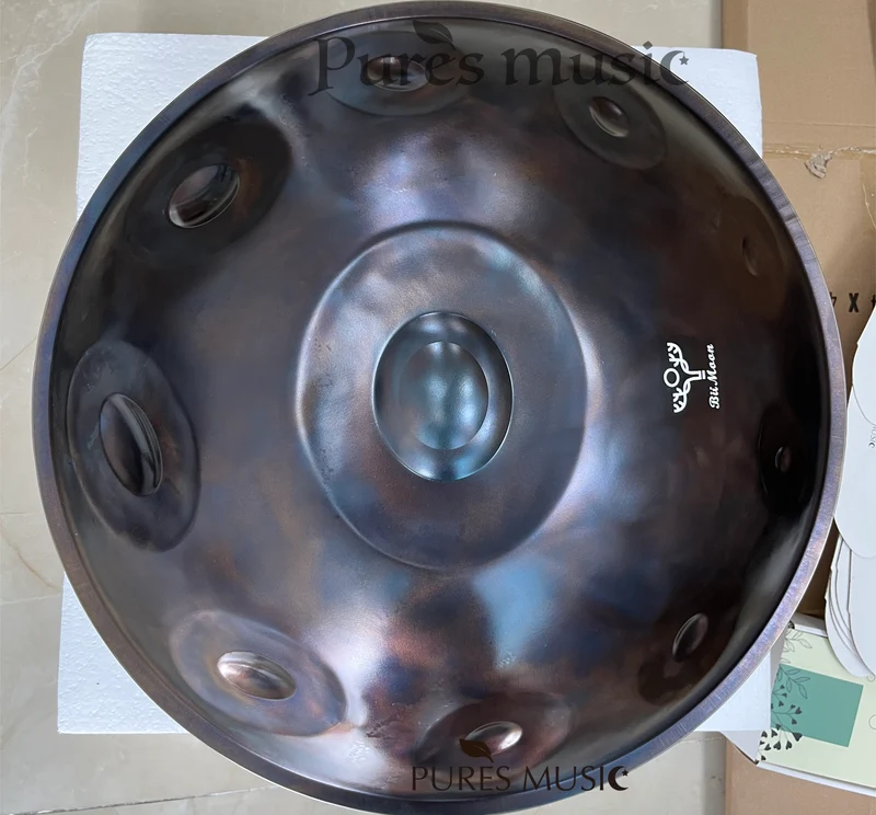 BiiMoon Handpan Blue Ember Steel Professional Hand Pan Instrument
