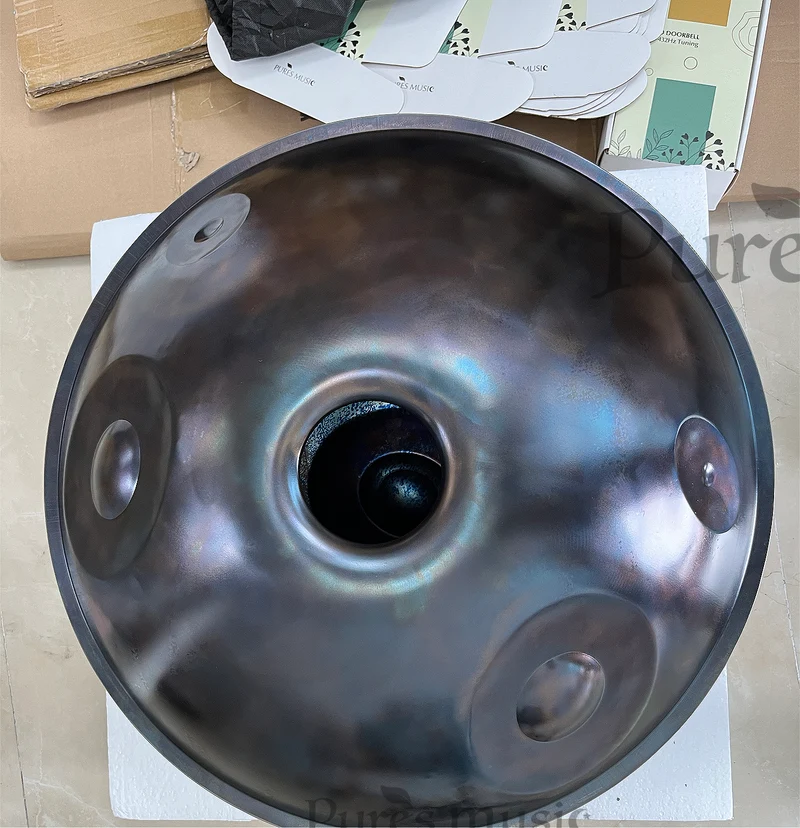 BiiMoon Handpan Blue Ember Steel Professional Hand Pan Instrument