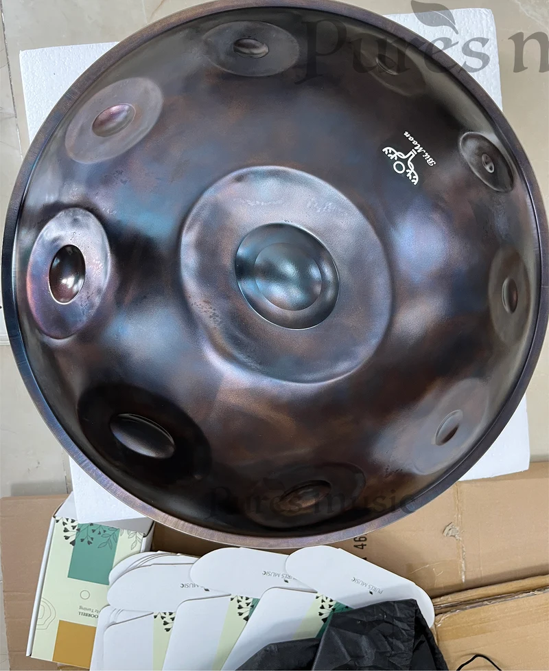BiiMoon Handpan Blue Ember Steel Professional Hand Pan Instrument