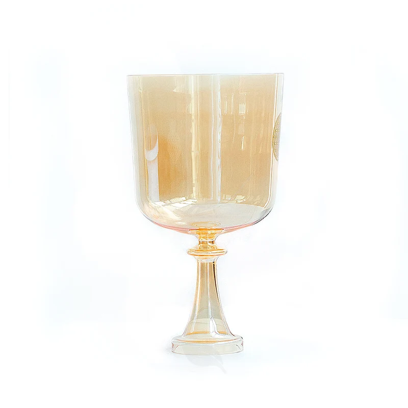 Amber Clear Crystal Singing Chalice Grail Bowl Yoga Chakra Meditation
