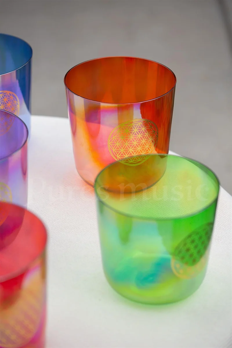 Flower of Life 7 Chakra Crystal Singing Bowl Set Alchemy Meditation Sound bowl