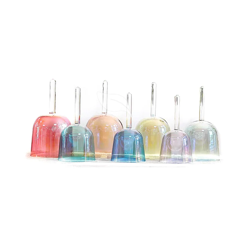 Clear Crystal Dreamy Colorful Singing Handle Bowl Set Alchemy Sound Chakra Bowl