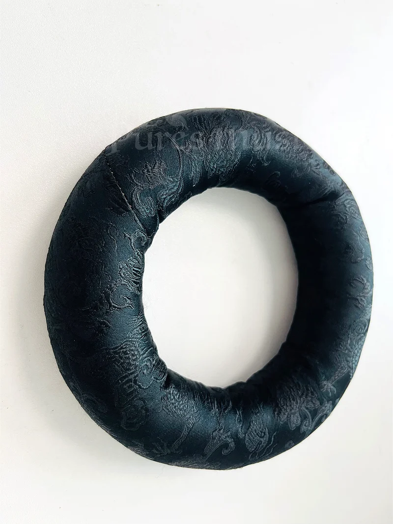 Black Cloth O-ring Playing 6-14" Crystal Singing Bowl Cushion Unique Flower Design