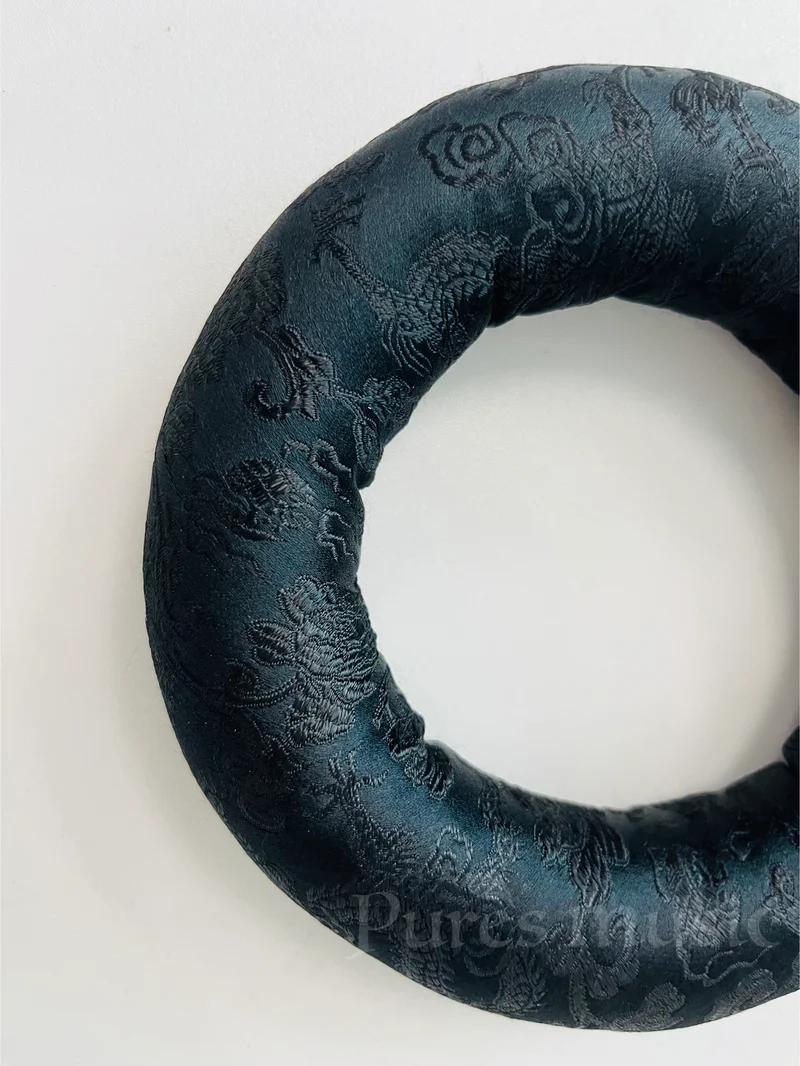 Black Cloth O-ring Playing 6-14" Crystal Singing Bowl Cushion Unique Flower Design