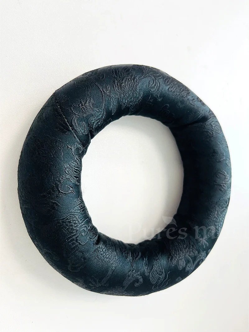 Black Cloth O-ring Playing 6-14" Crystal Singing Bowl Cushion Unique Flower Design