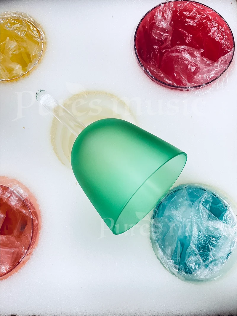 Crystal Singing Handle Bowl Set Matte Colorful Alchemy Meditation Yoga Chakra Bowl