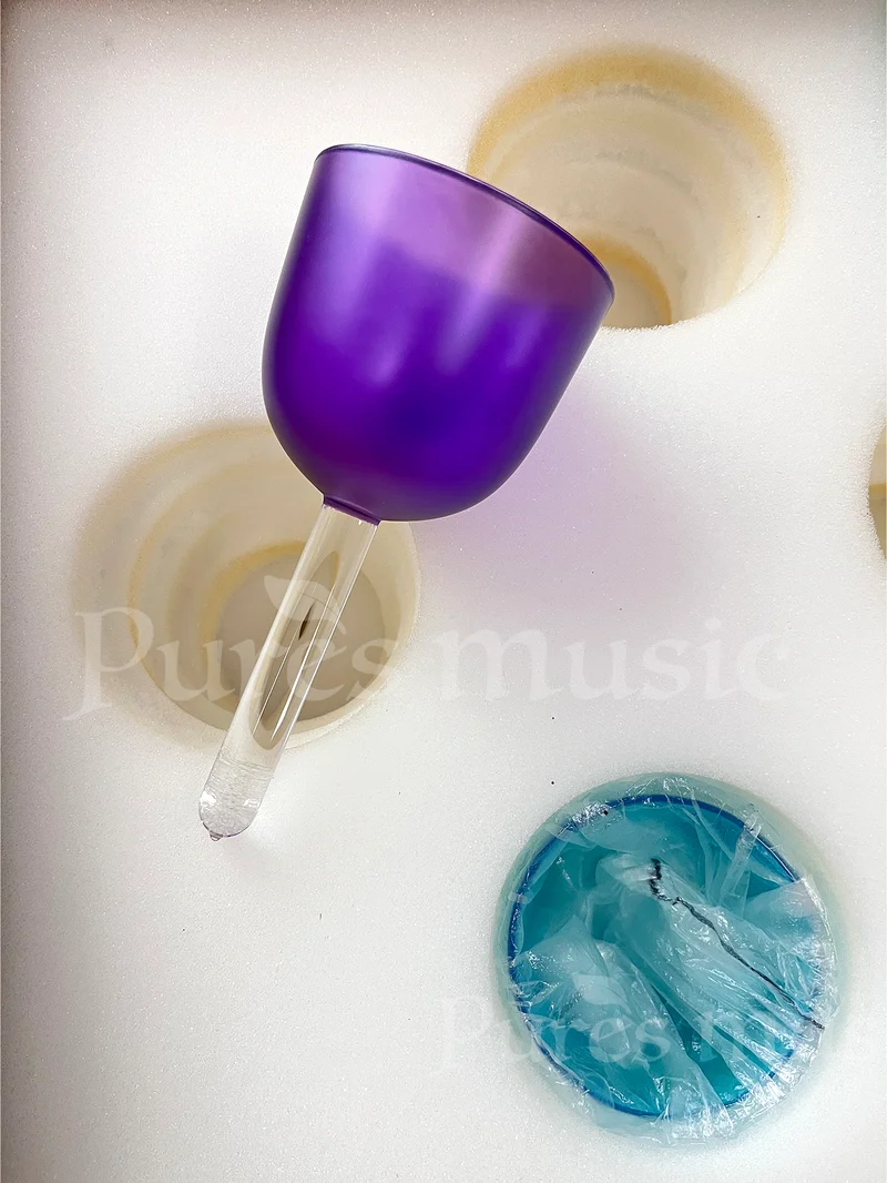Crystal Singing Handle Bowl Set Matte Colorful Alchemy Meditation Yoga Chakra Bowl
