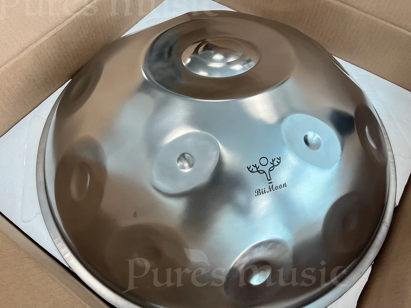 BiiMoon Ember Steel Handpan Silver Moon Hand Pan Instrument