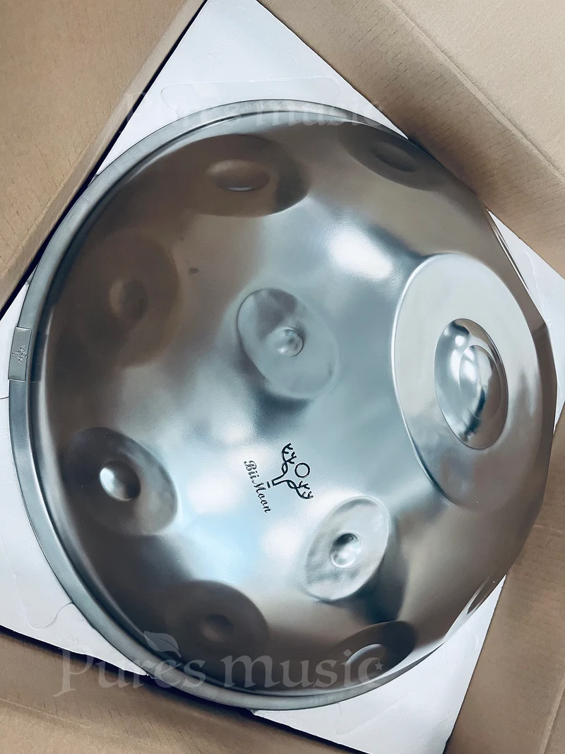 BiiMoon Ember Steel Handpan Silver Moon Hand Pan Instrument