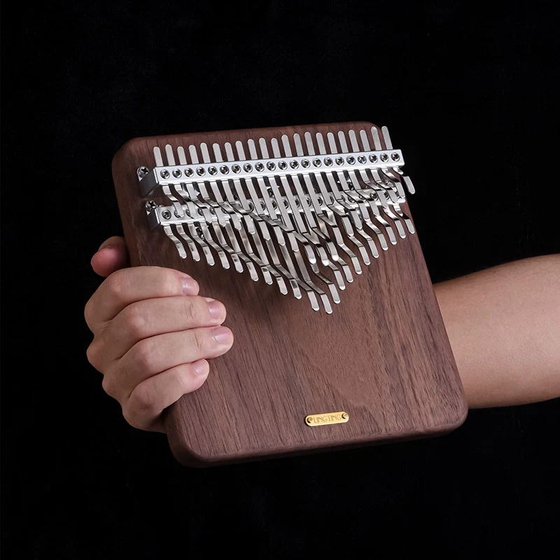LingTing 42 Key Chromatic Kalimba Flat Solid Board Finger Thumb Piano Walnut Wood Piano