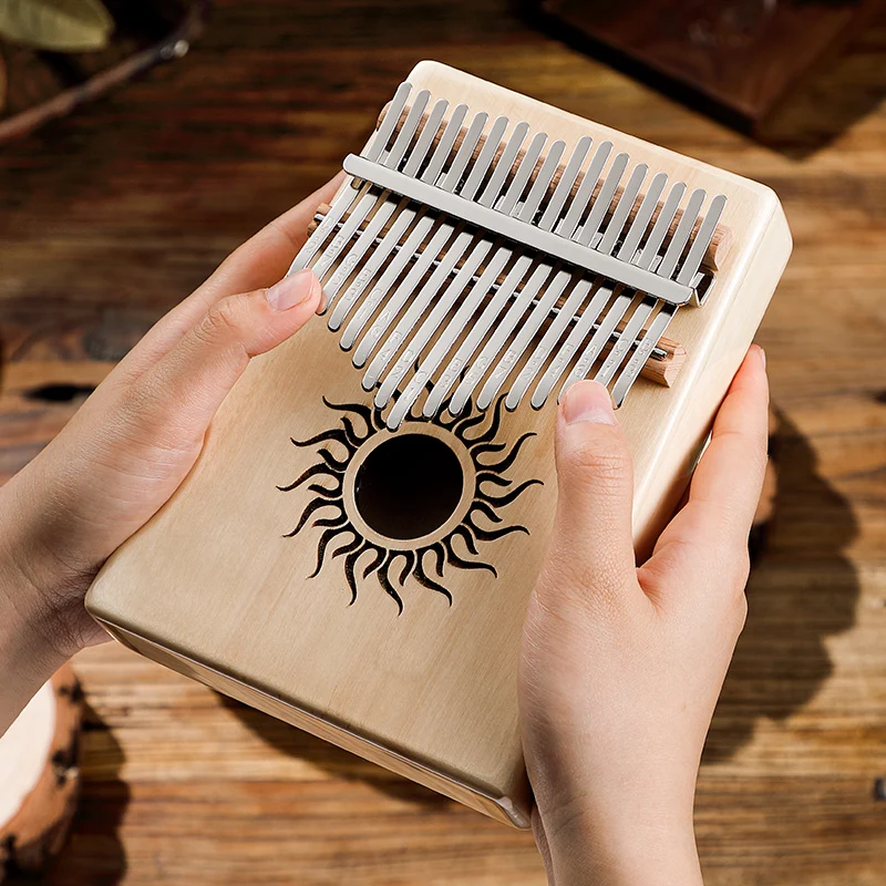 Hluru Huashu Sun God Hollow Kalimba 17/21 keys White Maple Thumb Piano