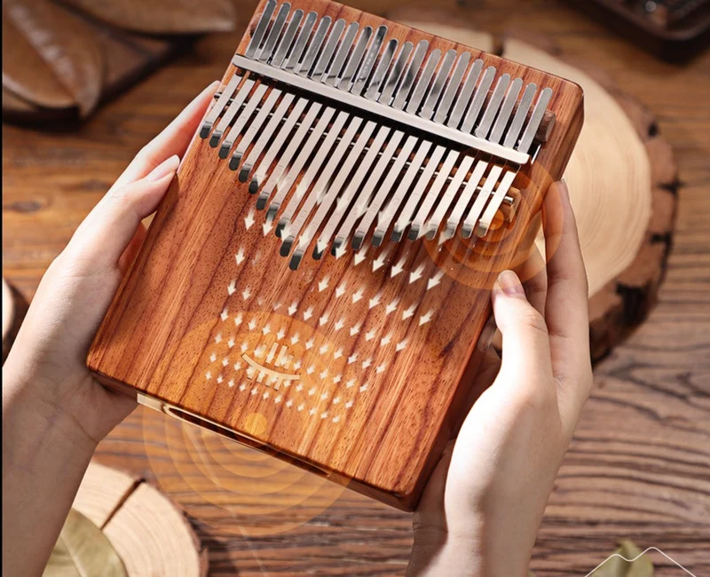 Hluru Hollow Kalimba Gabon RedRosewood 17/21 key Bottom Hole Thumb Piano